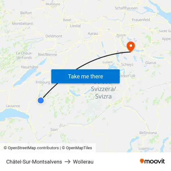 Châtel-Sur-Montsalvens to Wollerau map