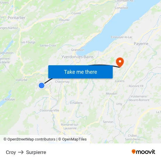 Croy to Surpierre map