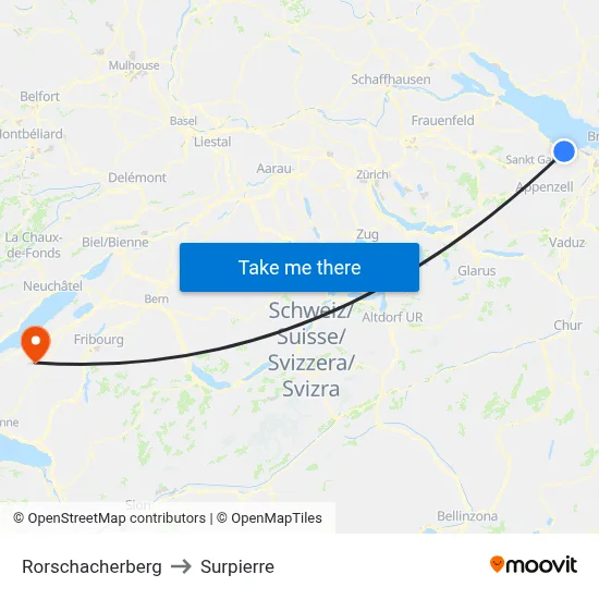 Rorschacherberg to Surpierre map