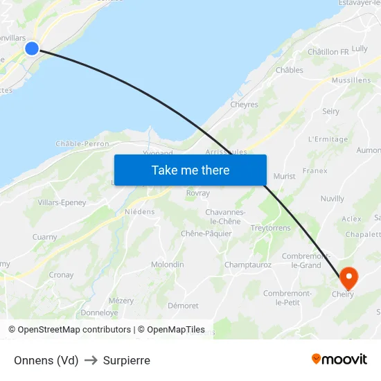 Onnens (Vd) to Surpierre map