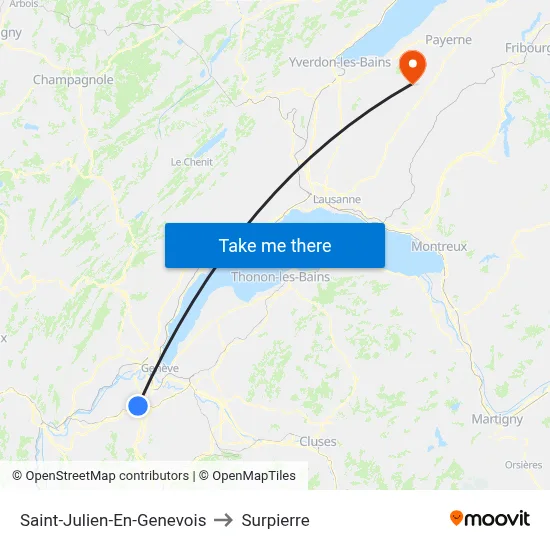 Saint-Julien-En-Genevois to Surpierre map