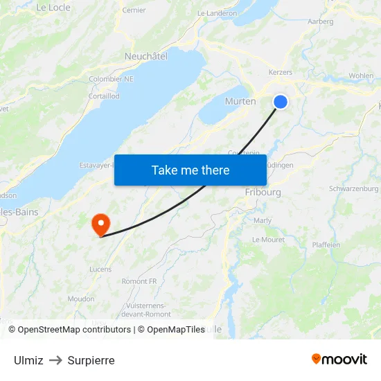 Ulmiz to Surpierre map