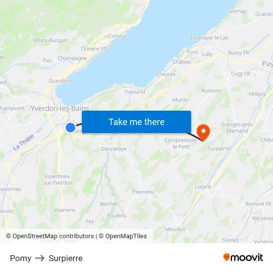 Pomy to Surpierre map