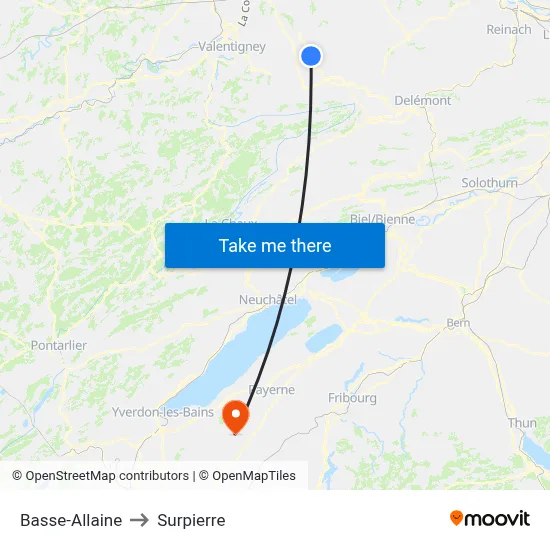 Basse-Allaine to Surpierre map