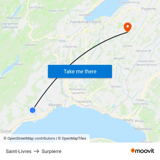 Saint-Livres to Surpierre map