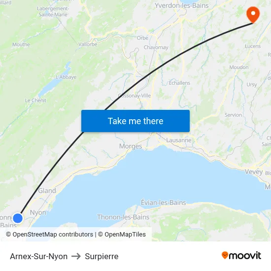 Arnex-Sur-Nyon to Surpierre map