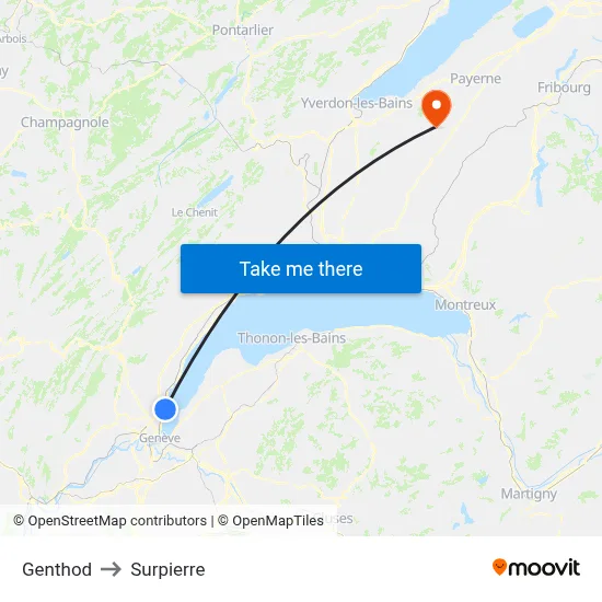 Genthod to Surpierre map