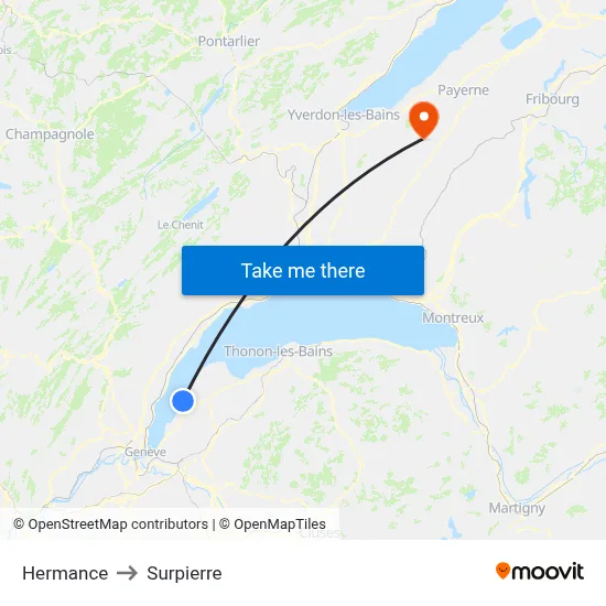 Hermance to Surpierre map