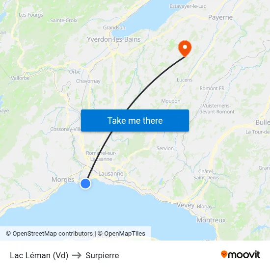 Lac Léman (Vd) to Surpierre map