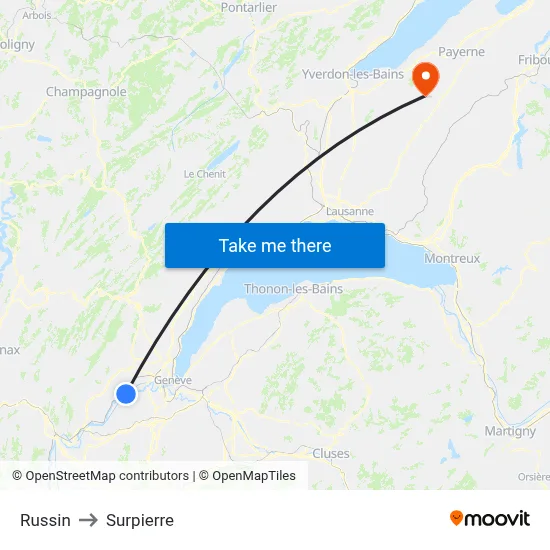 Russin to Surpierre map