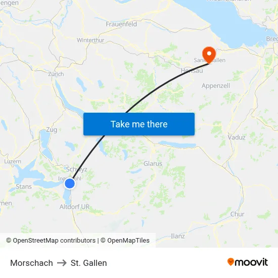 Morschach to St. Gallen map