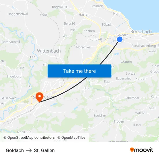 Goldach to St. Gallen map