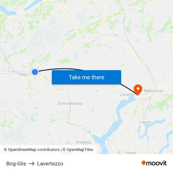 Brig-Glis to Lavertezzo map