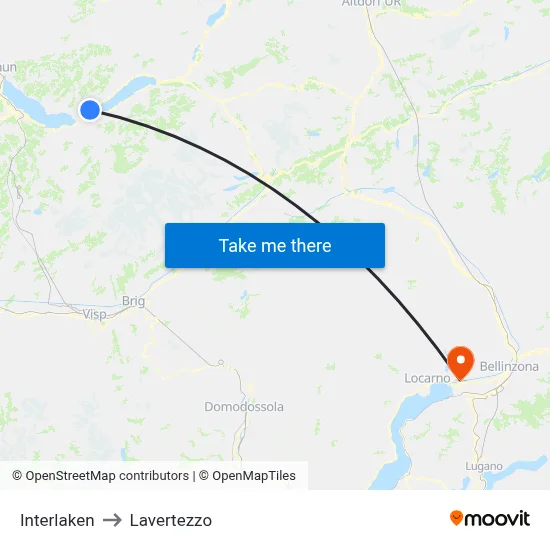 Interlaken to Lavertezzo map