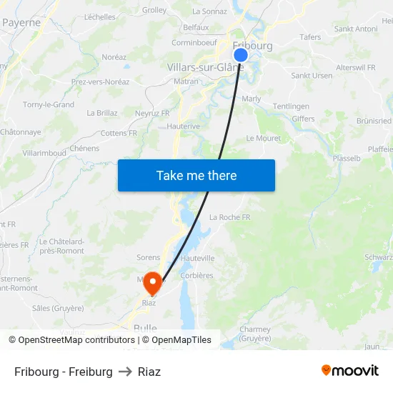 Fribourg - Freiburg to Riaz map