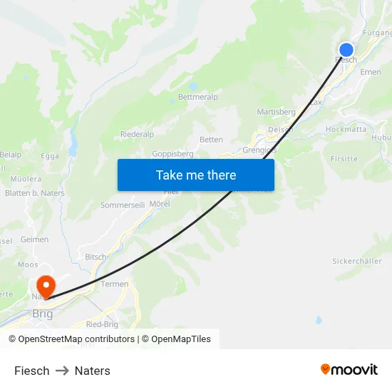 Fiesch to Naters map