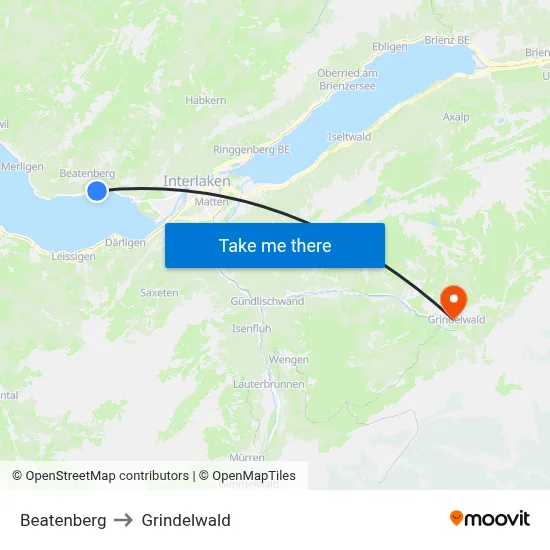Beatenberg to Grindelwald map