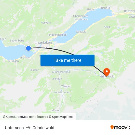 Unterseen to Grindelwald map