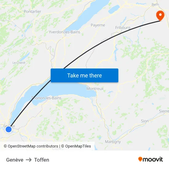 Genève to Toffen map