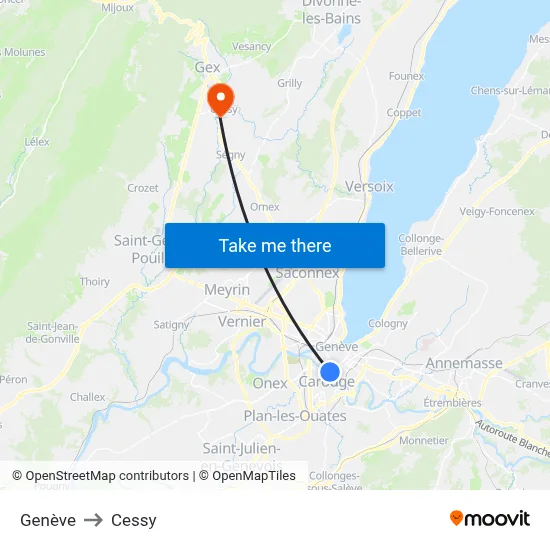 Genève to Cessy map