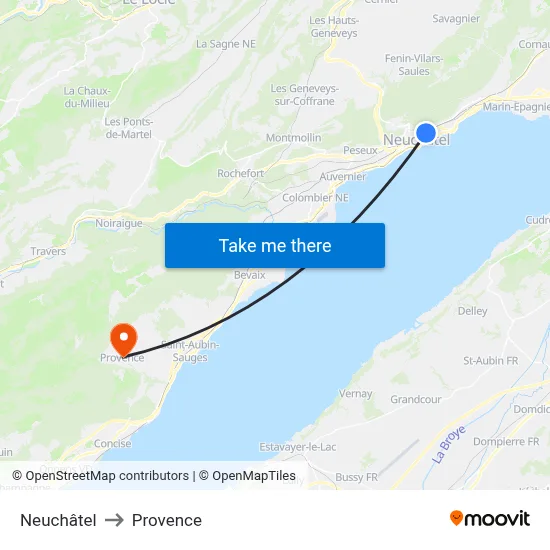 Neuchâtel to Provence map