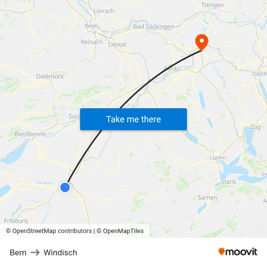 Bern to Windisch map