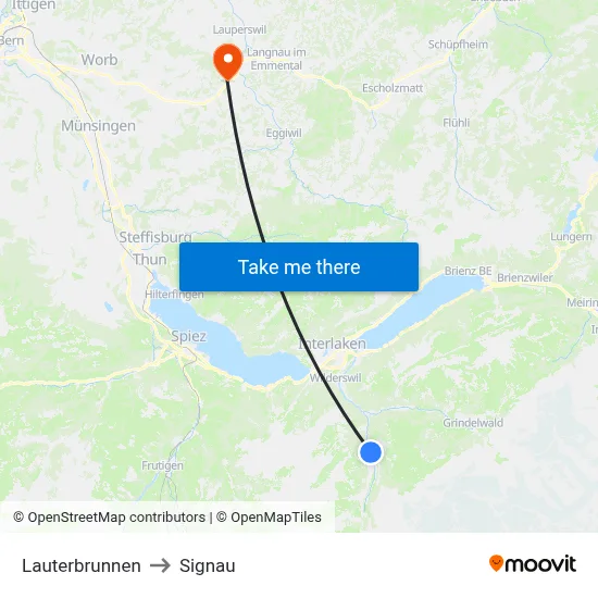 Lauterbrunnen to Signau map