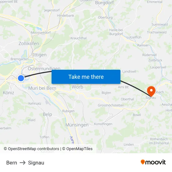 Bern to Signau map