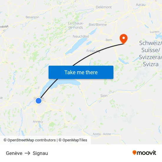 Genève to Signau map
