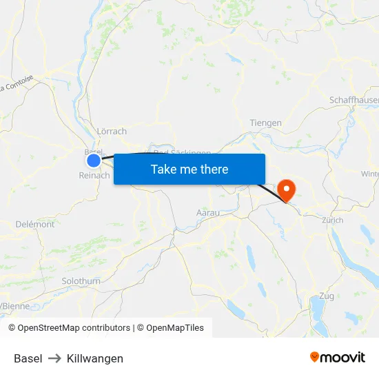 Basel to Killwangen map