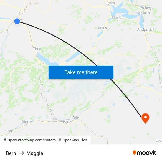 Bern to Maggia map