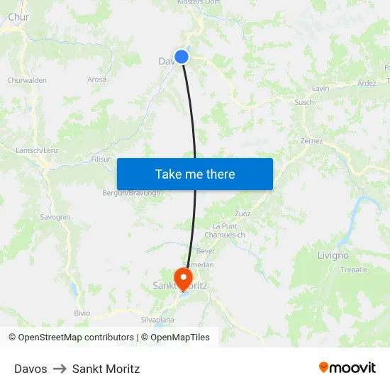 Davos to Sankt Moritz map
