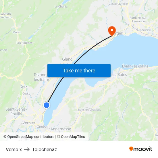 Versoix to Tolochenaz map