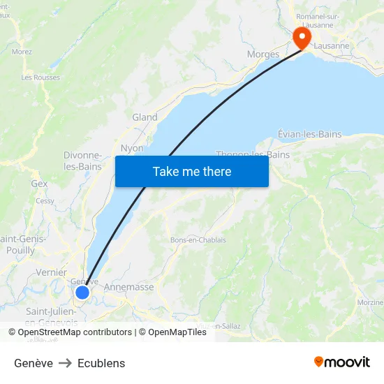 Genève to Ecublens map
