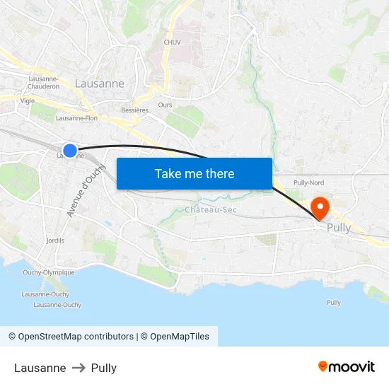Lausanne to Pully map