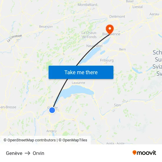 Genève to Orvin map