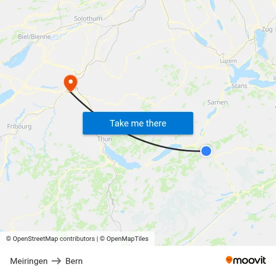 Meiringen to Bern map