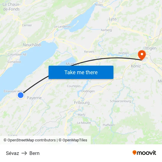 Sévaz to Bern map