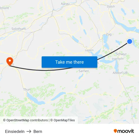 Einsiedeln to Bern map