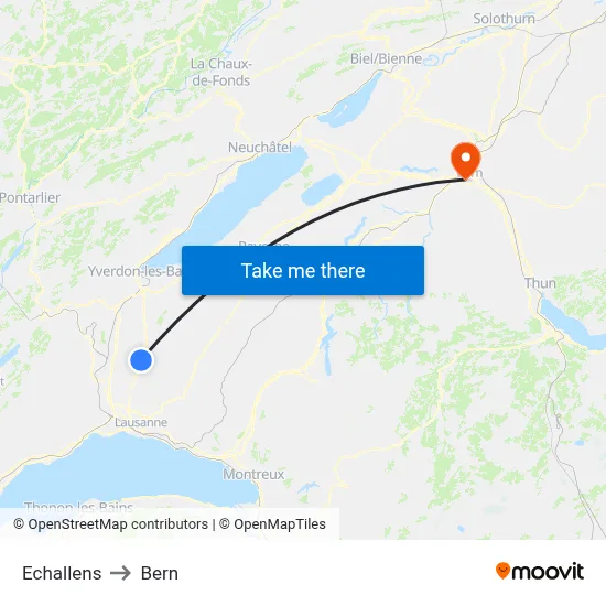Echallens to Bern map