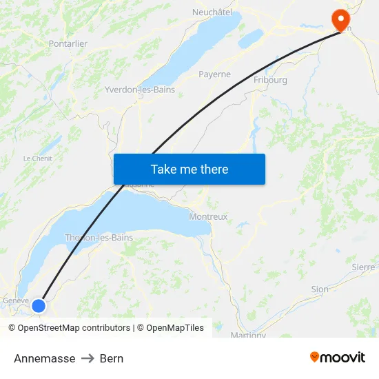 Annemasse to Bern map