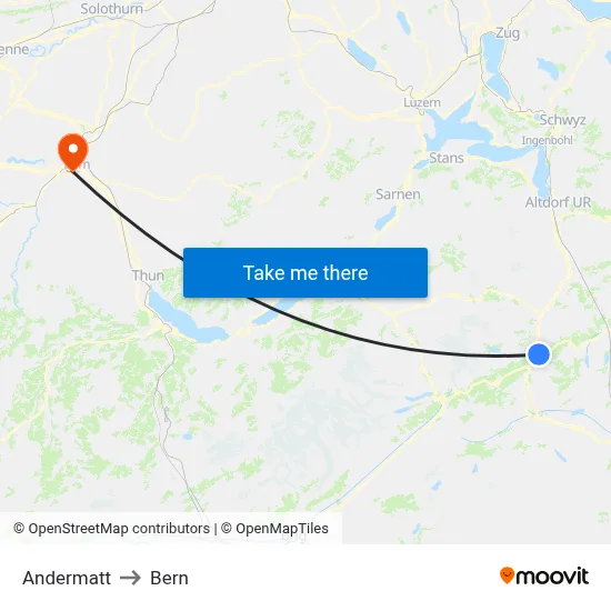 Andermatt to Bern map