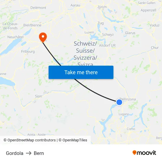 Gordola to Bern map
