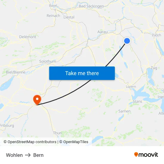 Wohlen to Bern map