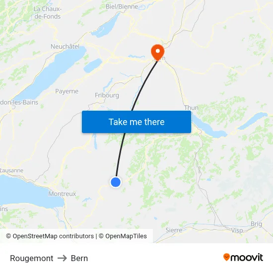 Rougemont to Bern map