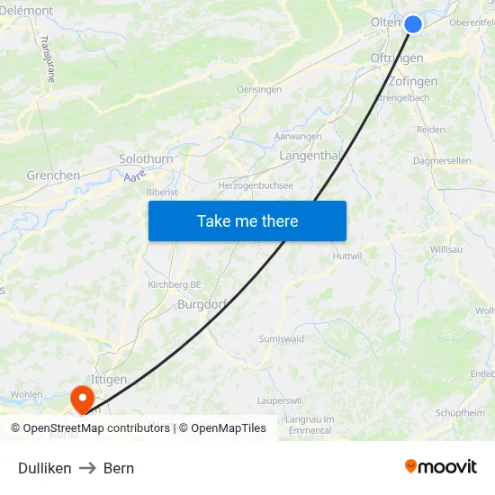 Dulliken to Bern map