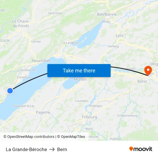La Grande-Béroche to Bern map