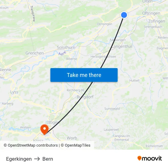 Egerkingen to Bern map