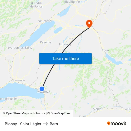 Blonay - Saint-Légier to Bern map