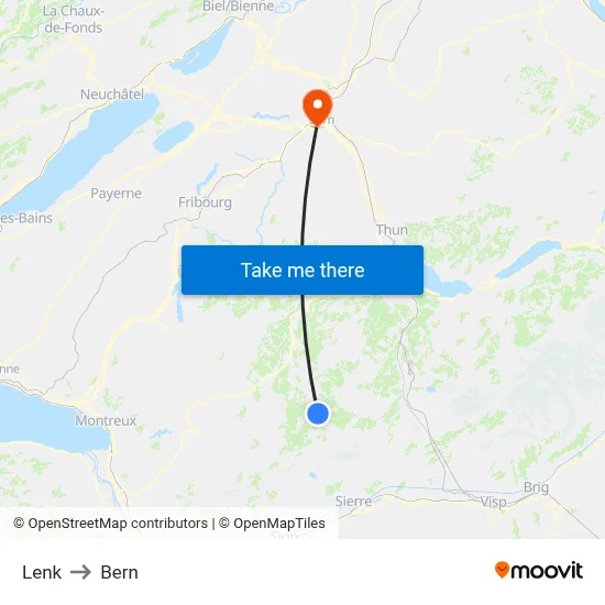 Lenk to Bern map